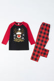 Red Plaid Christmas Fmaily Print Pajamas Sets with Dog