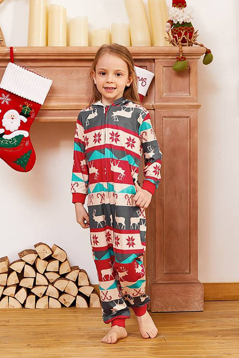 Load image into Gallery viewer, Grey and Red Pattern Stripes Christmas Fmaily Pajamas Set
