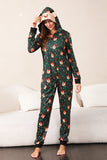 Dark Green Printed Family Christmas One Piece Pajamas