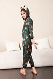 Dark Green Printed Family Christmas One Piece Pajamas