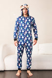 Snowman Print Blue Family Matching Christmas One Piece Pajamas