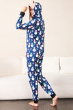 Snowman Print Blue Family Matching Christmas One Piece Pajamas