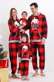 Christmas Family Red Grid Bear Print Pajamas Set