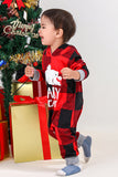 Christmas Family Red Grid Bear Print Pajamas Set