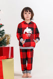 Christmas Family Red Grid Bear Print Pajamas Set