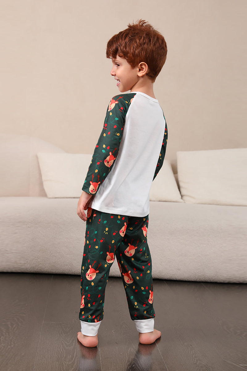 Load image into Gallery viewer, Dark Green Deer Christmas Family Pajamas Set