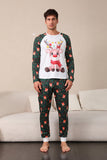 Dark Green Deer Christmas Family Pajamas Set