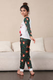 Dark Green Deer Christmas Family Pajamas Set