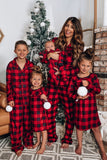 Red Plaid Christmas Family Matching 2 Pieces Pajamas Set