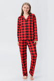 Red Plaid Christmas Family Matching 2 Pieces Pajamas Set