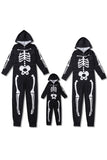 Family Cozy Skeleton Black Print Zip Up Hoodie Onesie