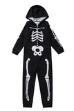 Family Cozy Skeleton Black Print Zip Up Hoodie Onesie