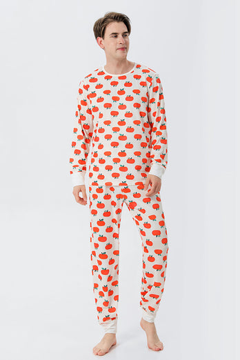 Orange Print Christmas Family Matching Pajamas Set
