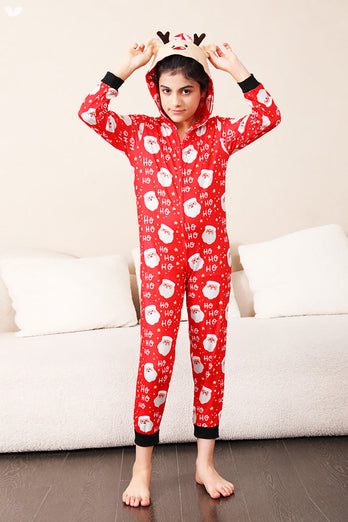 Family Red Christmas Claus Print Pajamas