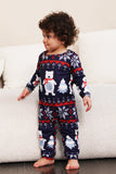 Navy Print Christmas Family Matching Pajamas Set