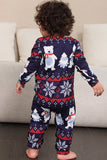 Navy Print Christmas Family Matching Pajamas Set