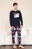 Navy Print Christmas Family Matching Pajamas Set