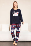 Navy Print Christmas Family Matching Pajamas Set