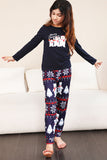 Navy Print Christmas Family Matching Pajamas Set