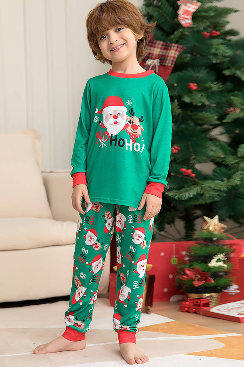 Load image into Gallery viewer, Green Santa Claus and Deer Christmas Family Matching Pajamas Set