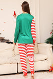 Green and Red Stripes Christmas Family Matching Pajamas Set