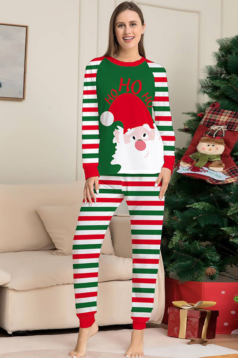 Load image into Gallery viewer, Green and Red Stripes Christmas Santa Claus Family Pajamas Set