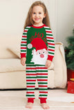 Green and Red Stripes Christmas Santa Claus Family Pajamas Set