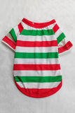 Green and Red Stripes Christmas Santa Claus Family Pajamas Set