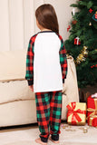 Green and Red Grid Deer Christmas Family Matching Pajamas Set