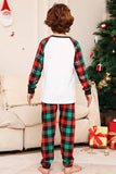 Green and Red Grid Deer Christmas Family Matching Pajamas Set