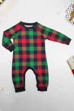 Green and Red Grid Deer Christmas Family Matching Pajamas Set