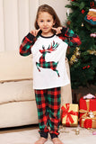 Green and Red Grid Deer Christmas Family Matching Pajamas Set