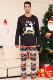 Christmas Black Deer and Snowflake Family Matching Pajamas Set