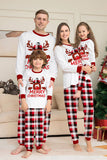 White Deer and Red Plaid Christmas Family Matching Pajamas Set