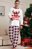 White Deer and Red Plaid Christmas Family Matching Pajamas Set