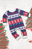 White and Blue Deer Snowflake Pattern Christmas Family Matching Pajamas Set