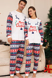 White and Blue Deer Snowflake Pattern Christmas Family Matching Pajamas Set