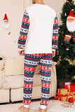 White and Blue Deer Snowflake Pattern Christmas Family Matching Pajamas Set