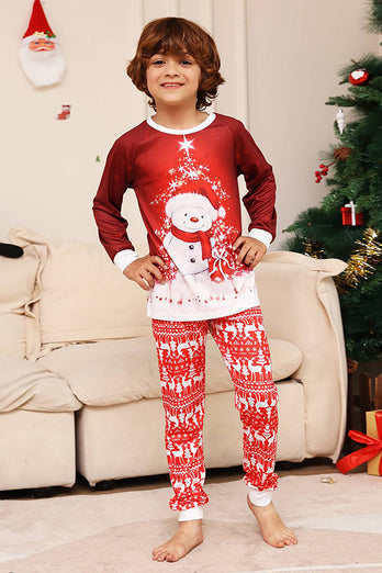 Red Snowman Christmas Family Matching Pajamas Set