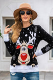 Black Christmas Reindeer Black Snowflake Sweater