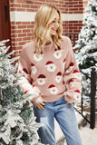 Black Christmas Santa Claus Knit Sweater with Long Sleeves