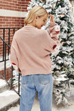 Black Christmas Santa Claus Knit Sweater with Long Sleeves