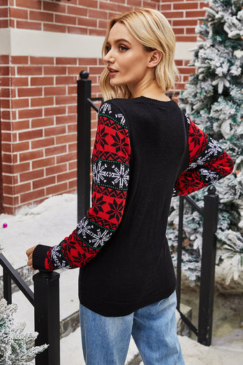 Long Sleeves Black Santa Claus Pattern Christmas Sweater