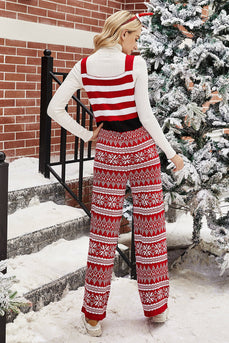Christmas Red Snowflake Knitted Jumpsuits