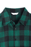 Family Matching Outfits Dark Green Plaid Bowknot Dresses and Long Sleeves T-Shirt