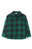 Family Matching Outfits Dark Green Plaid Bowknot Dresses and Long Sleeves T-Shirt