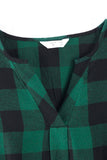 Family Matching Outfits Dark Green Plaid Bowknot Dresses and Long Sleeves T-Shirt