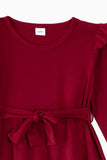 Burgundy Plaid Dresses and Long Sleeves T-Shirt Family Matching Outfits