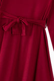 Burgundy Plaid Dresses and Long Sleeves T-Shirt Family Matching Outfits