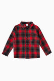 Burgundy Plaid Dresses and Long Sleeves T-Shirt Family Matching Outfits